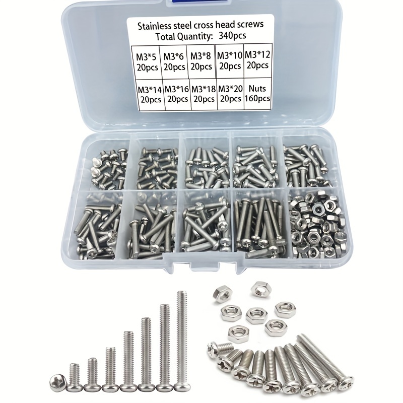 340pcs M3 Stainless Steel Phil - Nuts Mix ulasan dan harga