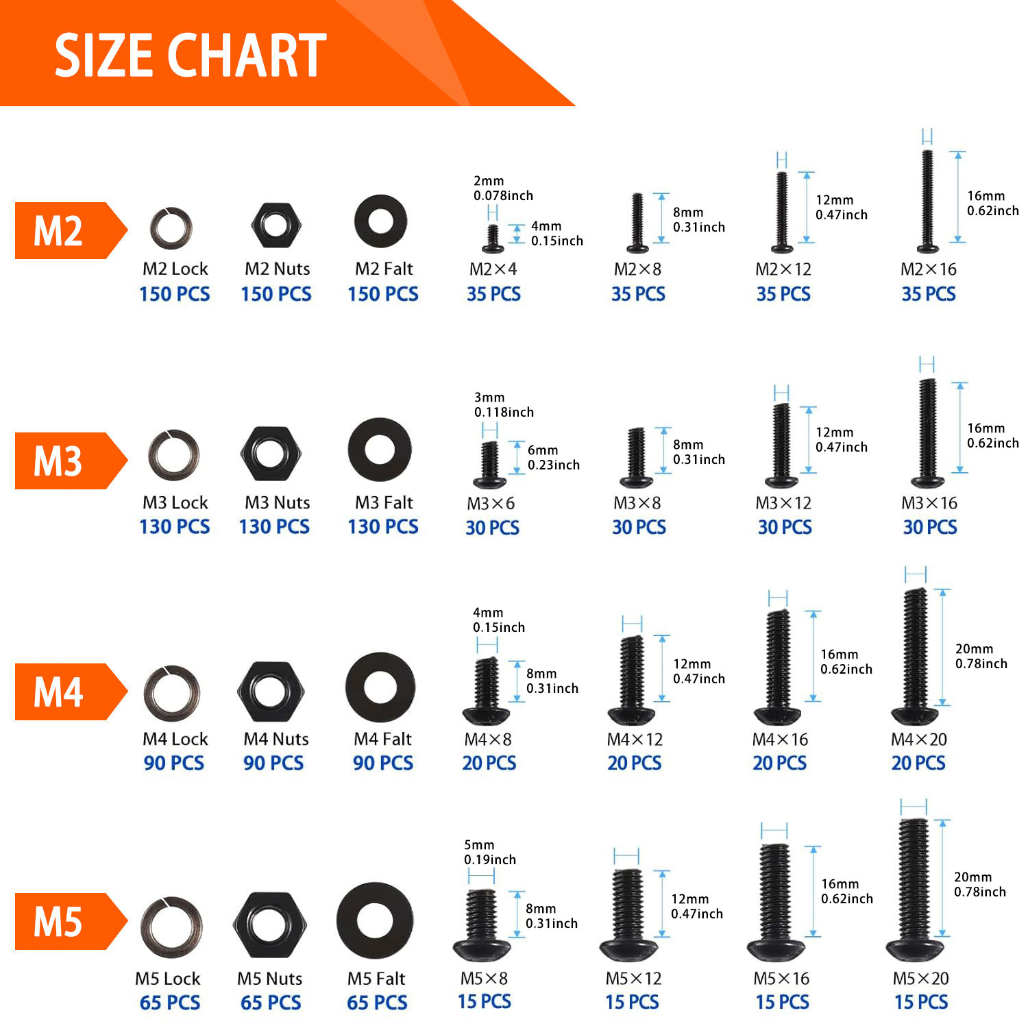1705PCS Hex Button Head Screw  - Nuts Mix ulasan dan harga